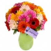 Renkli Gerberalar(�d226)Renkli vazoda kar���k renkli 19 adet gerbera �i�ekleri, istanbul �i�ek sipari�i,t�rkiye �i�ek sipari�i