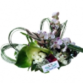 Orkide ve Antoryum(�d311)Yayvan tabakta phalaenopsis orkide antoryum ve g�llerden masa�st� i�in ��k �zel bir tasar�m 40-45 cm �ap�nda,istanbul �i�ek sipari�i