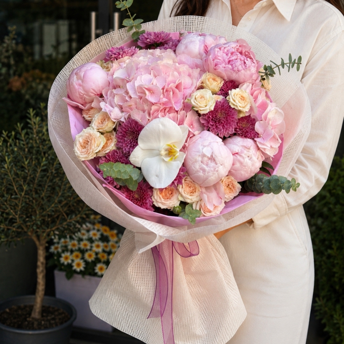 Premium Pembe �akay�k ve Ortanca Buketi | L�ks �i�ek Tasar�m� | �i�ek Diyar�