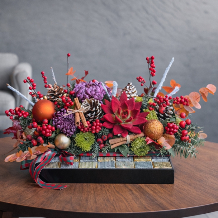 Valonia �ikolatal� sukulentli y�lba�� masa aranjman�