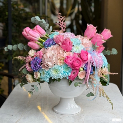 Hali� Serisi Blue Pink �i�ek tasar�m�