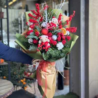 Krmz Ak Ayckl zel Tasarm Buket