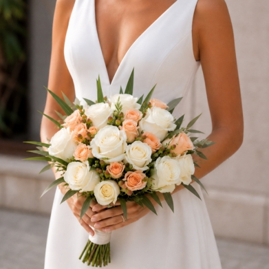 Somon ve Beyaz G�l Gelin Buketi | Modern Gelin �i�e�i